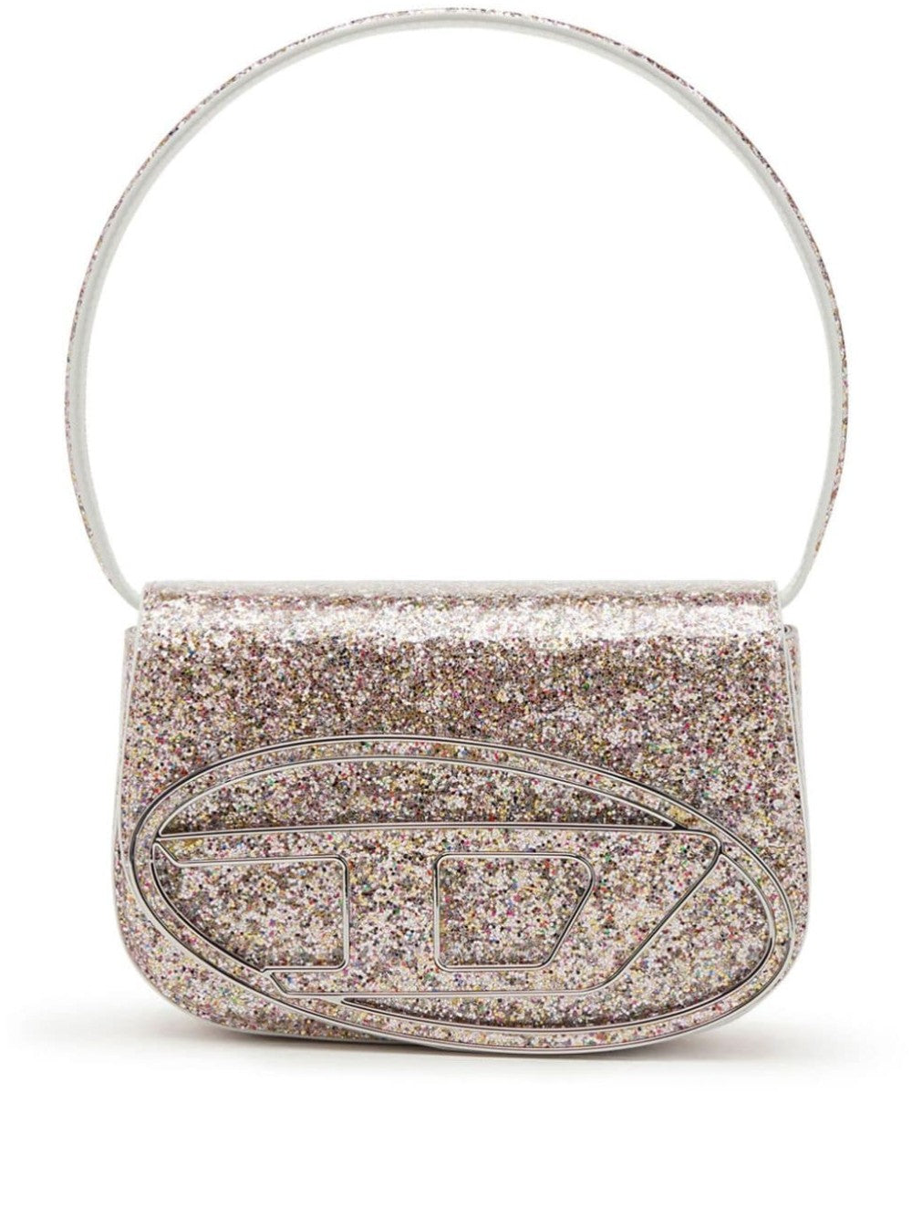 Iconic shoulder bag with macro glitter